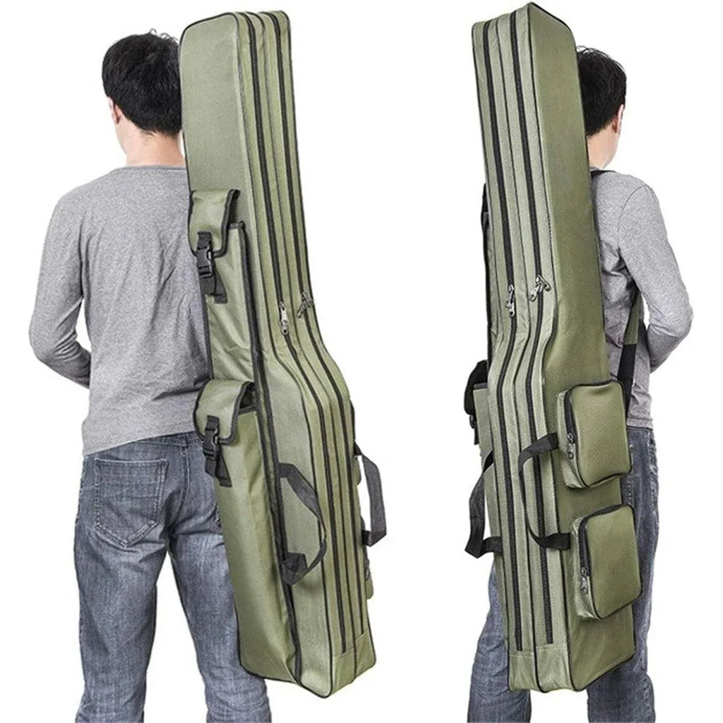 130cm Big Belly Fishing Tackle Bag Rod Storage Carry Case Outdoor Fishing Bag - Deep blue camouflage