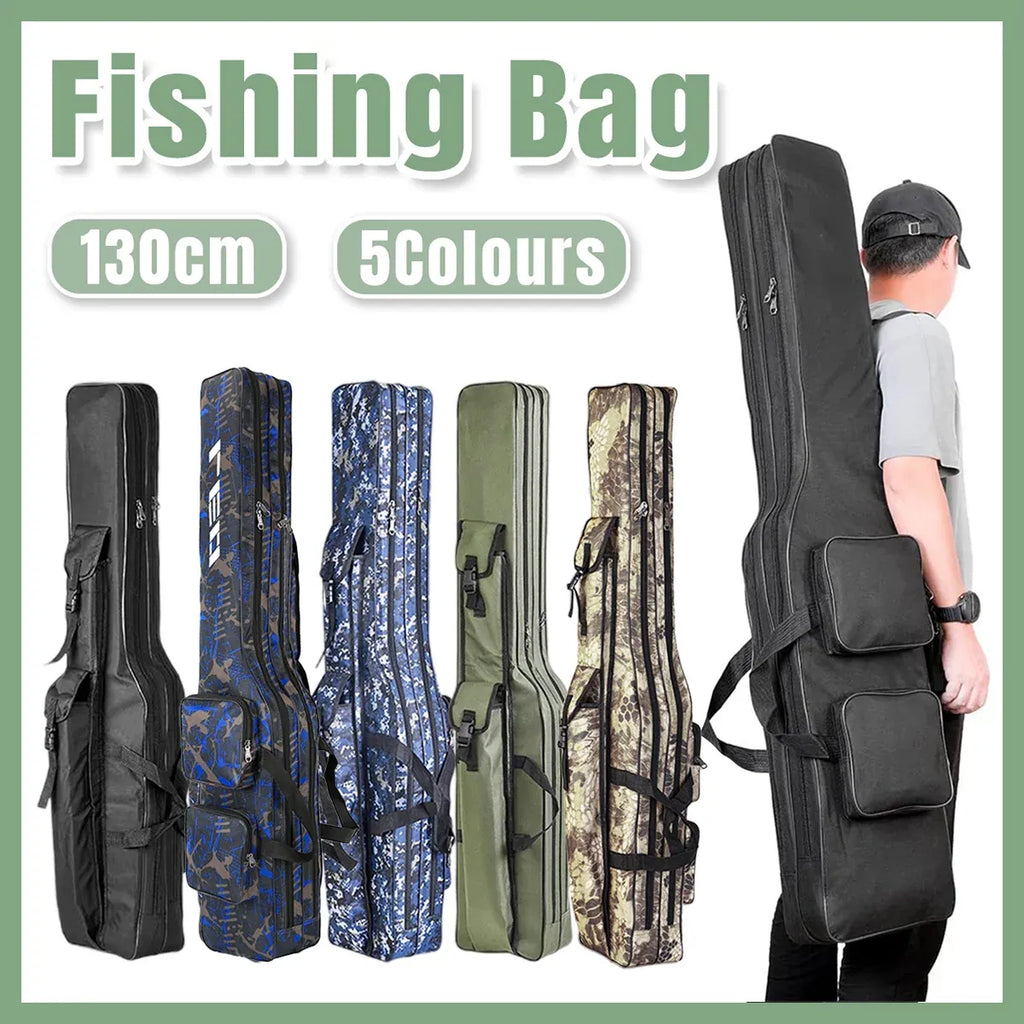 130cm Big Belly Fishing Tackle Bag Rod Storage Carry Case Outdoor Fishing Bag - Snake skin camouflage