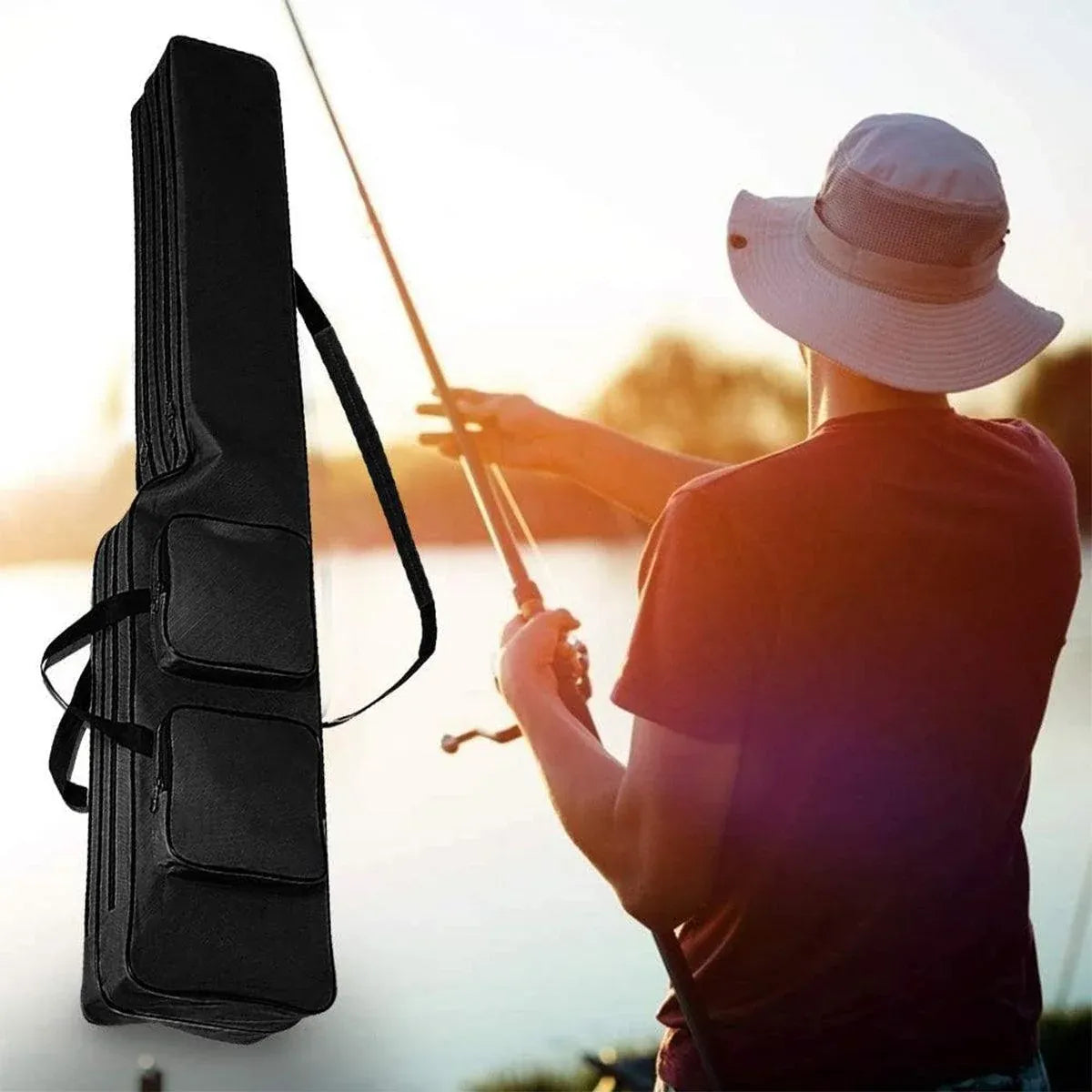 130cm Big Belly Fishing Tackle Bag Rod Storage Carry Case Outdoor Fishing Bag - Snake skin camouflage