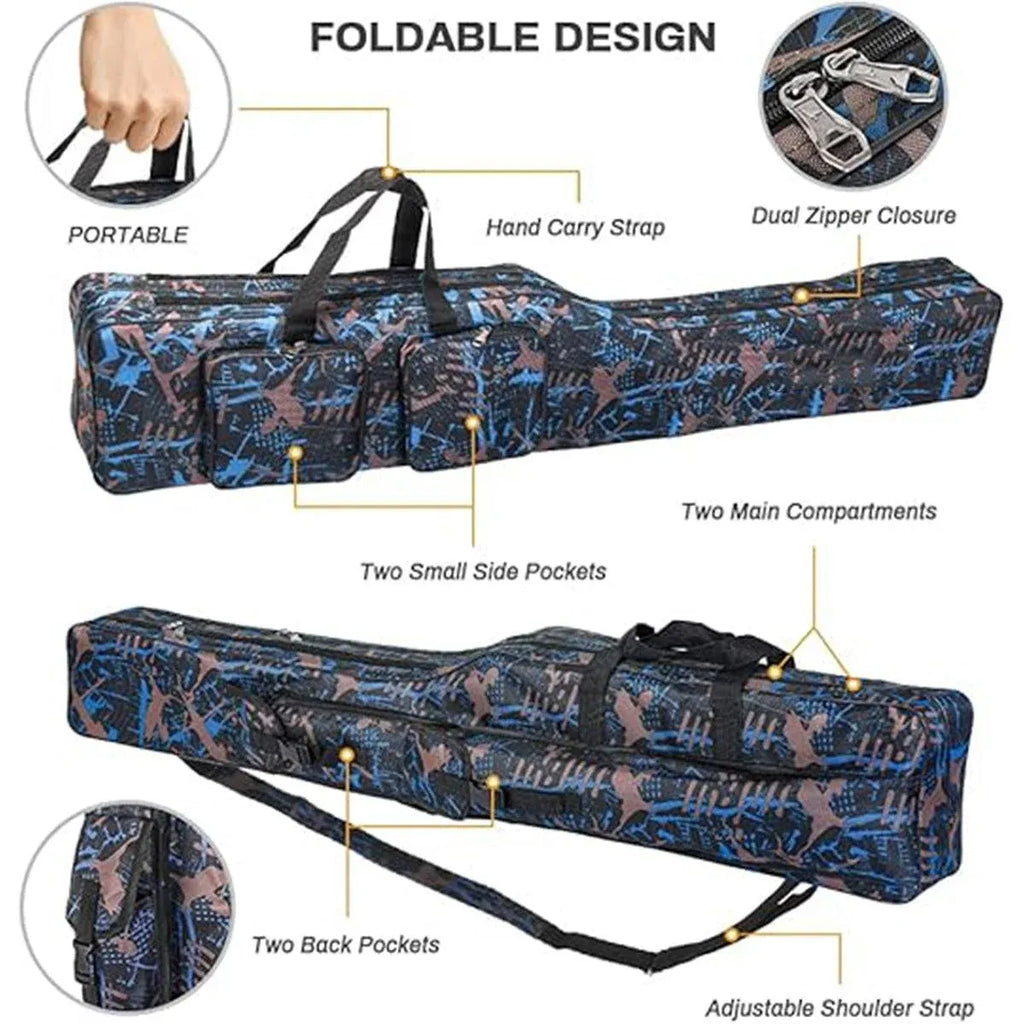 130cm Big Belly Fishing Tackle Bag Rod Storage Carry Case Outdoor Fishing Bag - Snake skin camouflage