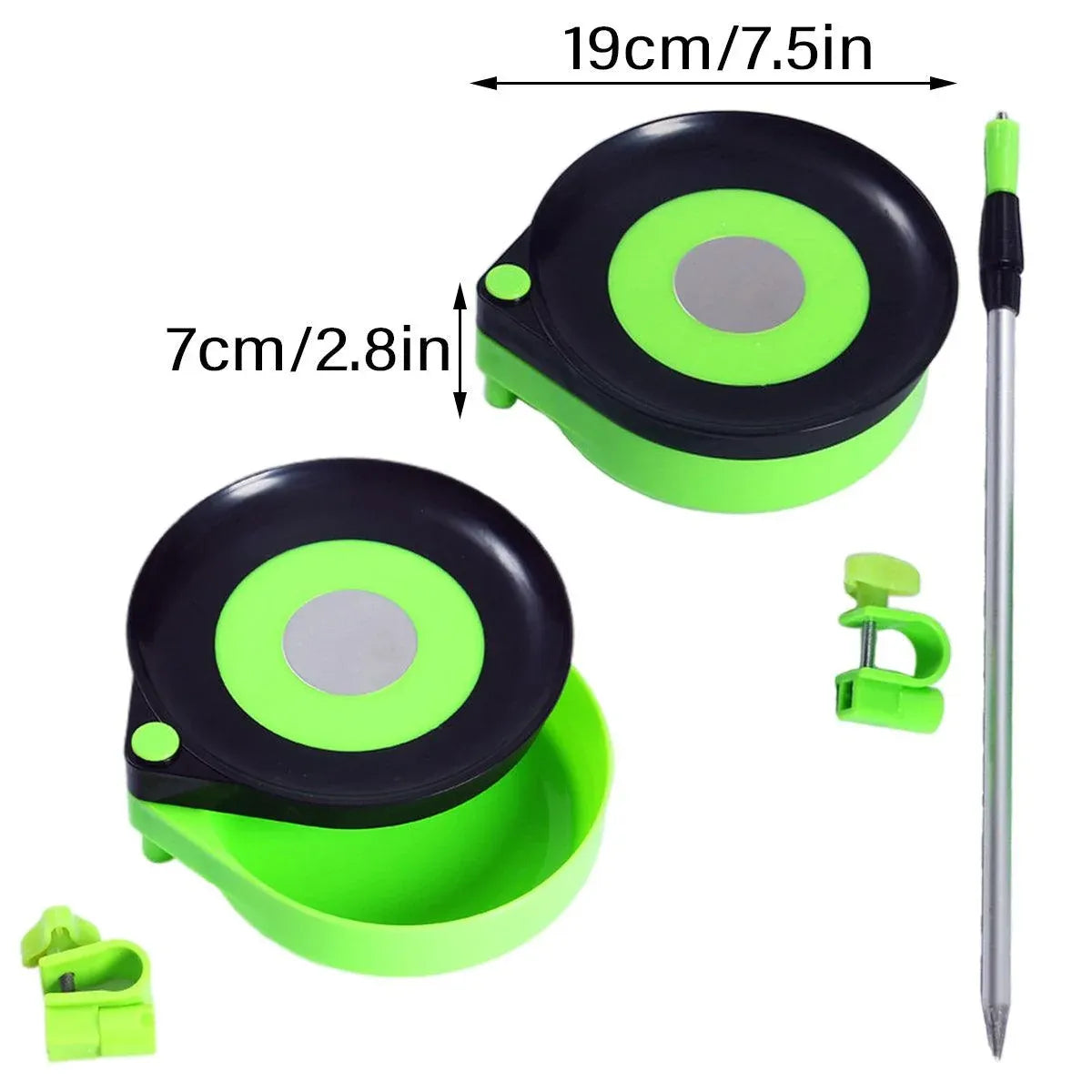 Magnetic Bait Tray Centre Fishing Tackle Box Feeder Holder for Carp Angling - Ground rod and clip