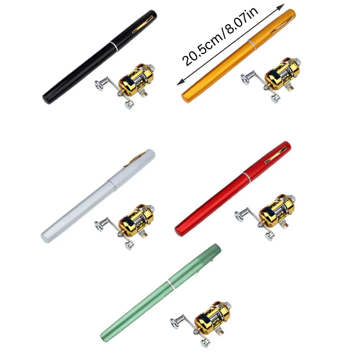 Mini Pen Fishing Rod Pocket Size Portable Telescopic Travel Fishing Pole Tool - Black