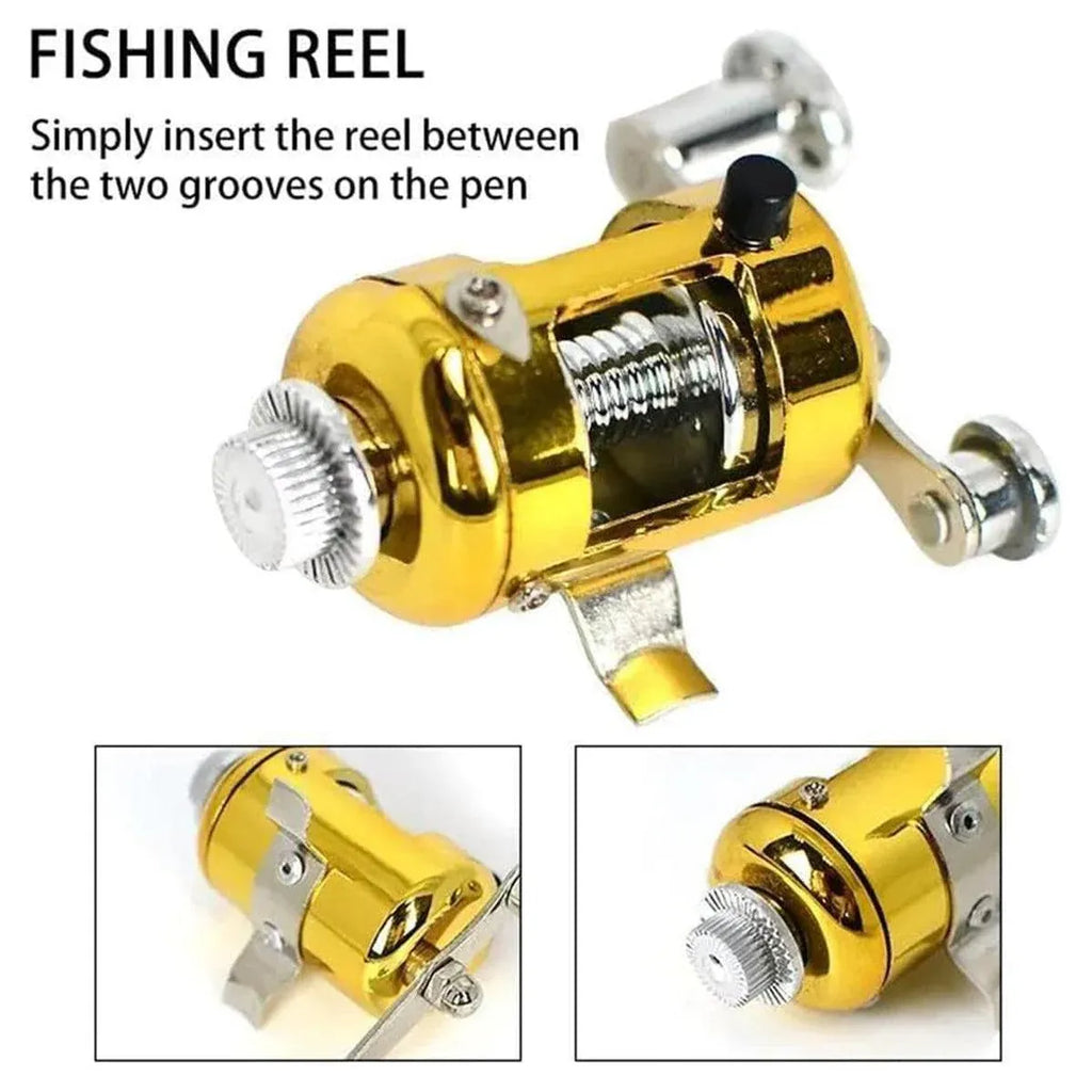 Mini Pen Fishing Rod Pocket Size Portable Telescopic Travel Fishing Pole Tool - Black