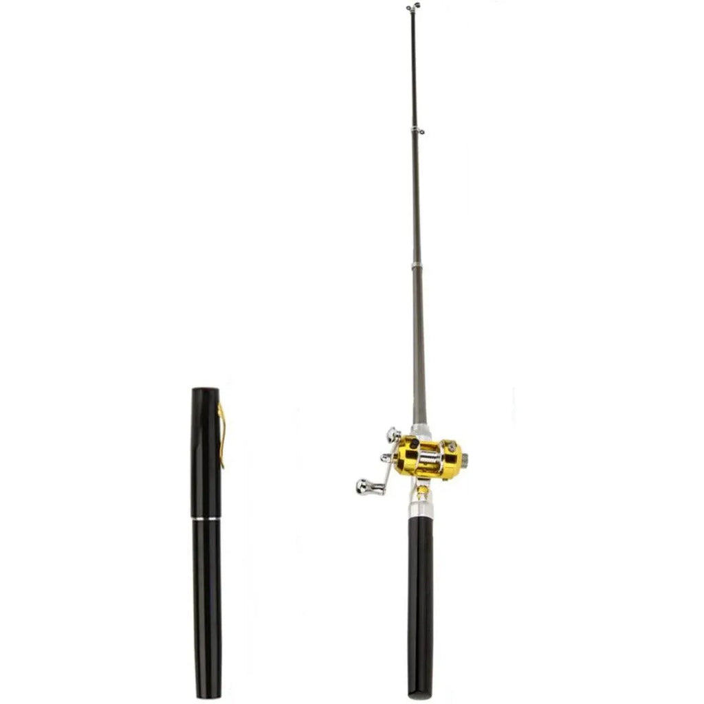 Mini Pen Fishing Rod Pocket Size Portable Telescopic Travel Fishing Pole Tool - Silver
