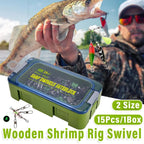 15pcs Wooden Shrimp Fishing Hooks Three Pronged Swivel Tackle Accessories Set - 2.8x4.3cm