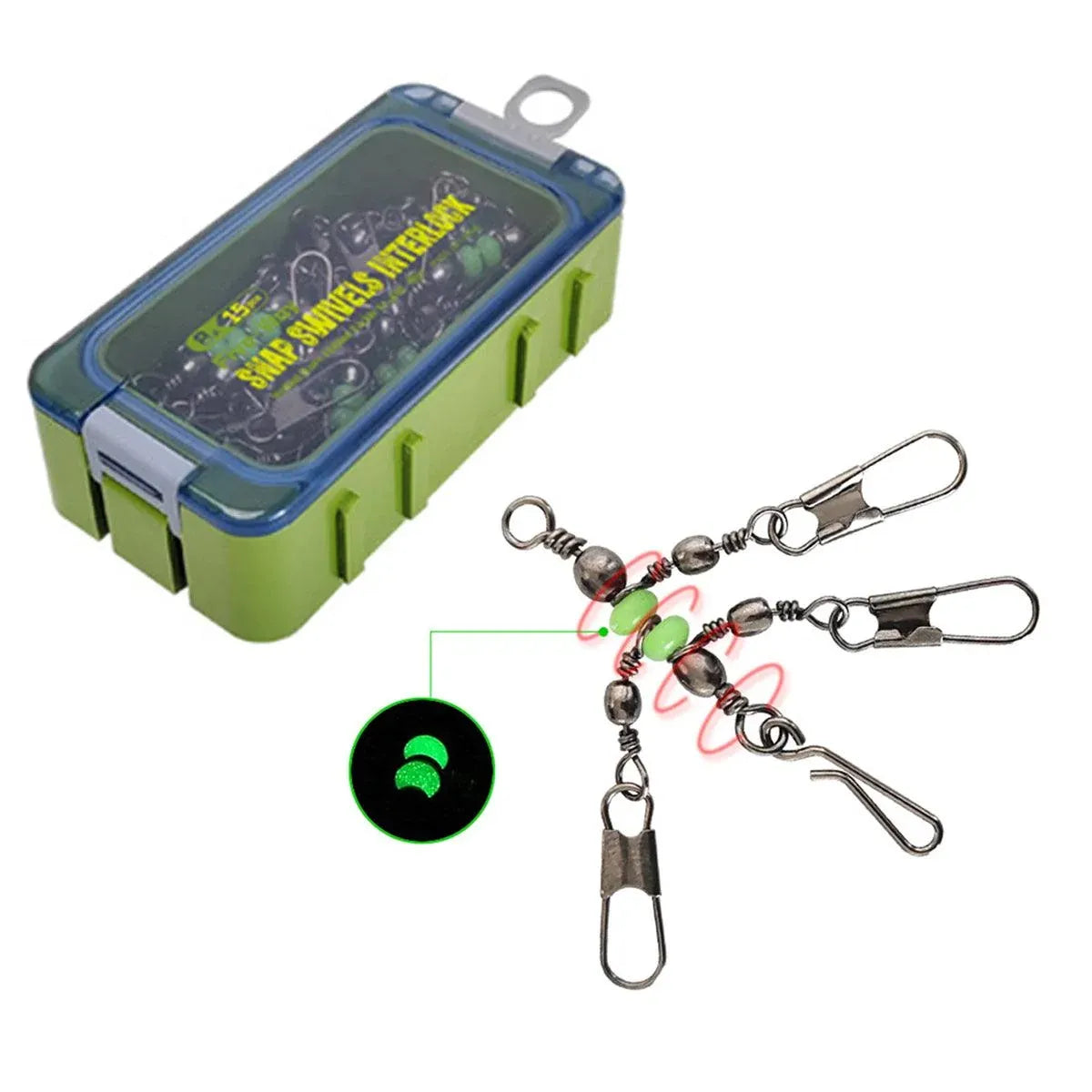 15pcs Wooden Shrimp Fishing Hooks Three Pronged Swivel Tackle Accessories Set - 3.3x4.5cm