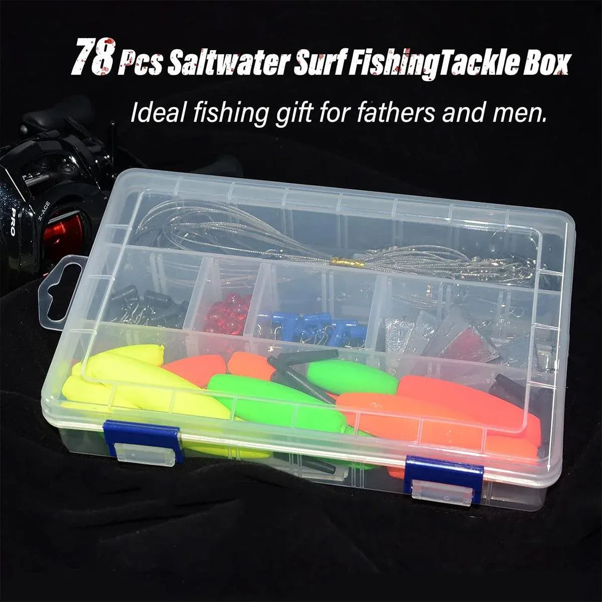 78pcs Fishing Gear Set Hooks Lures Baits Tackle Kit for Freshwater Saltwater
