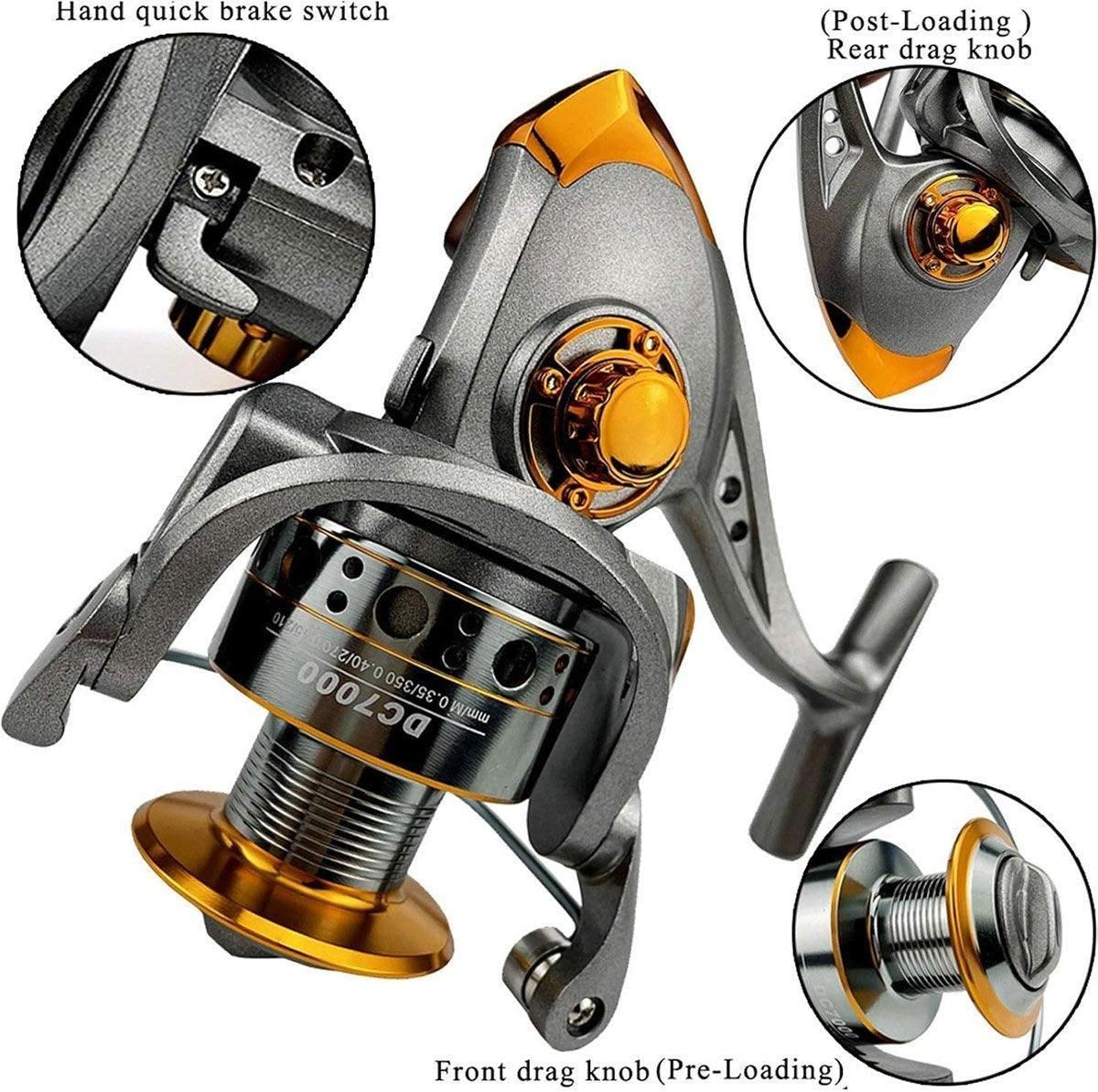All-Metal Spinning Fishing Reel Sea Pole Fishing Gear Wire Cup Fishing Rod - 2000