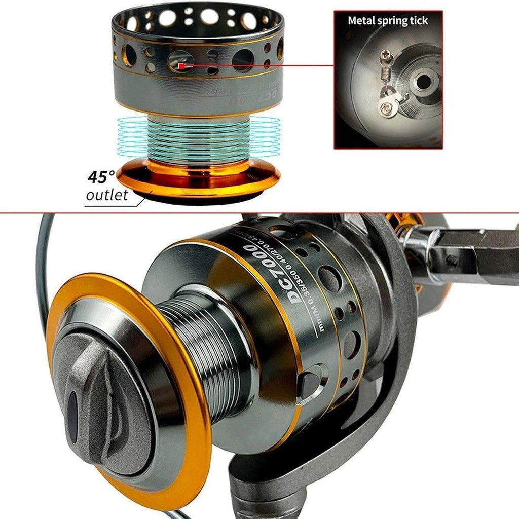 All-Metal Spinning Fishing Reel Sea Pole Fishing Gear Wire Cup Fishing Rod - 2000