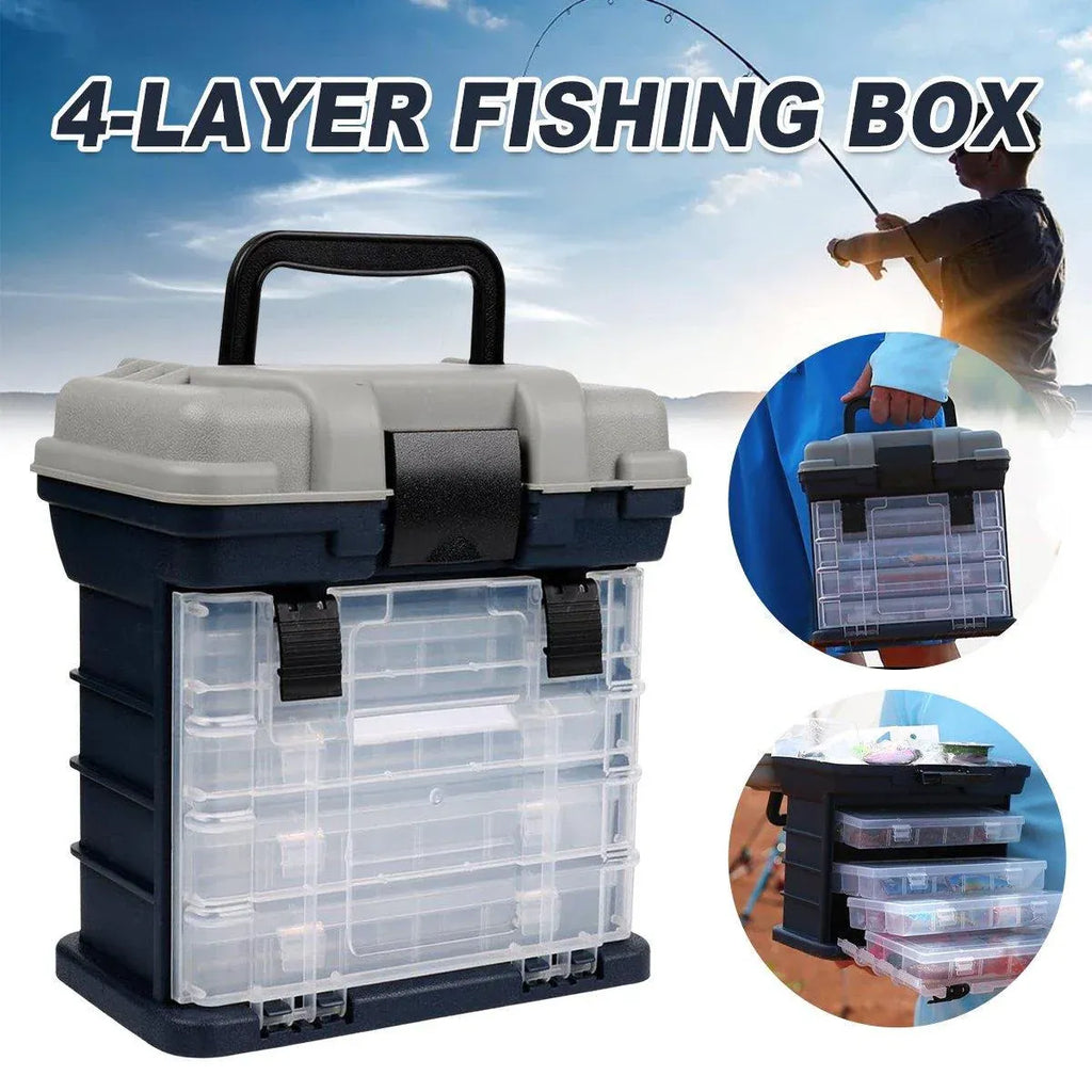 Removable 4 Tray Heavy Duty Fishing Tackle Box Storage Organizer for Tackle