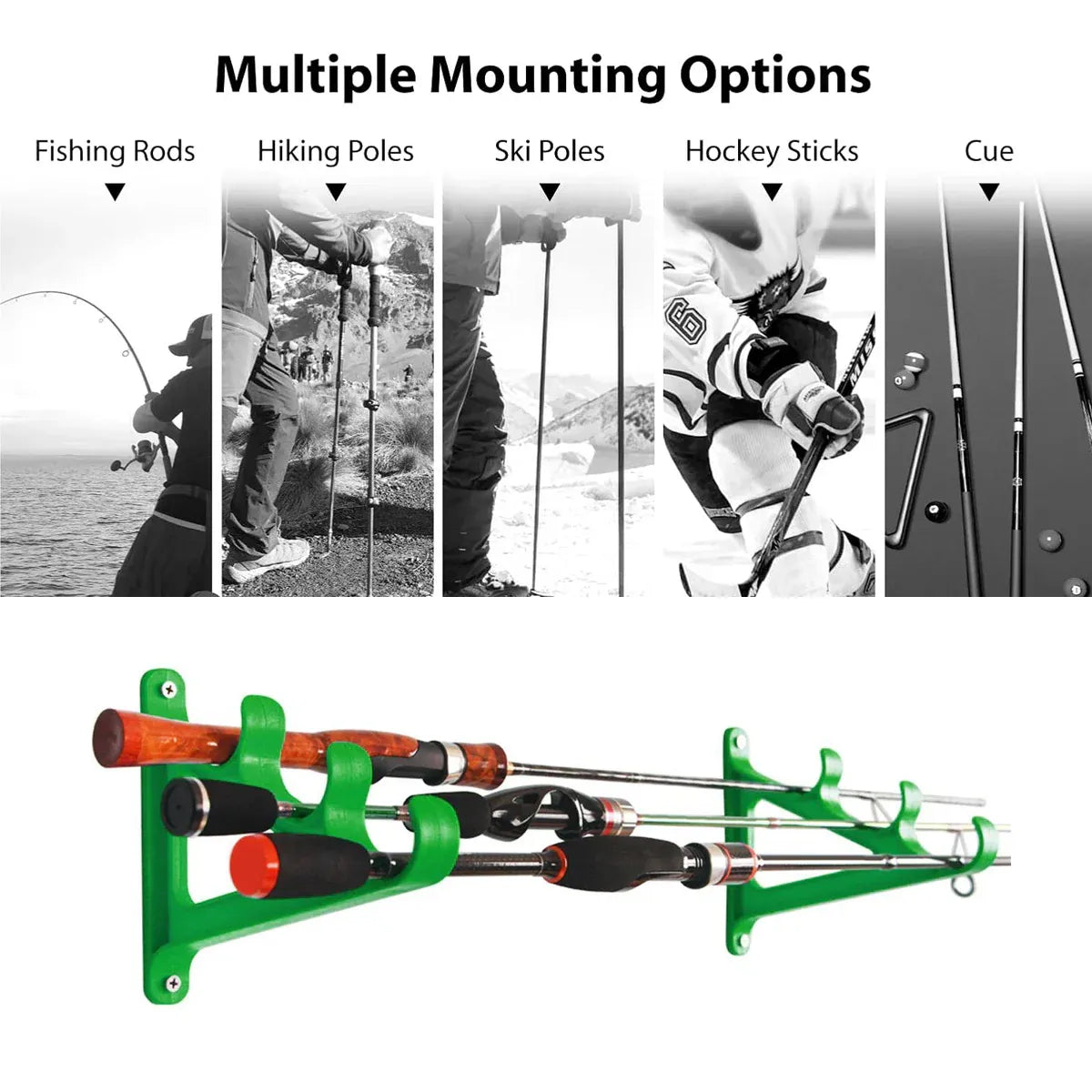 Fishing Rod Holder 3 Rod Capacity Durable for Offshore Kayak Surf - Green