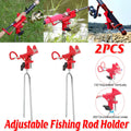 2Pcs Bank Fishing Rod Holders Adjustable Fish Pole Holder Ground Support Red