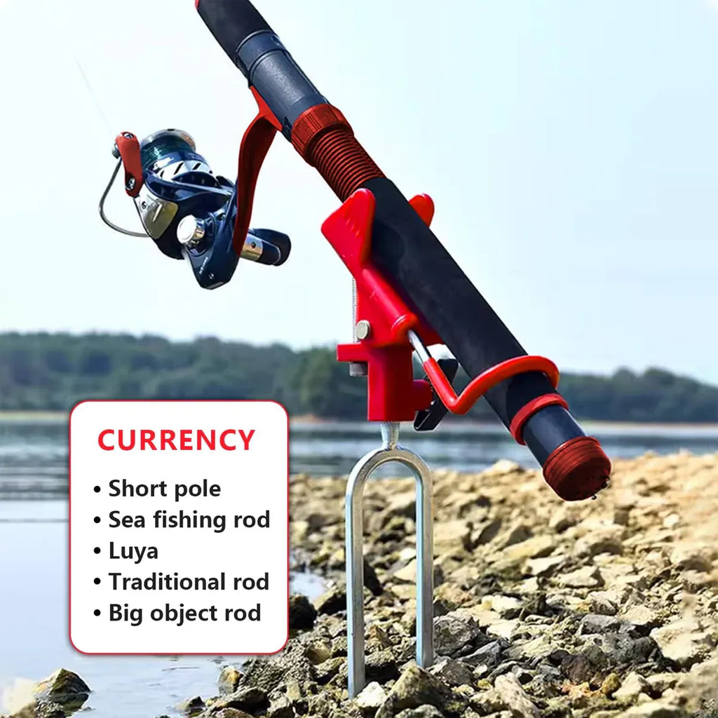 2Pcs Bank Fishing Rod Holders Adjustable Fish Pole Holder Ground Support Red
