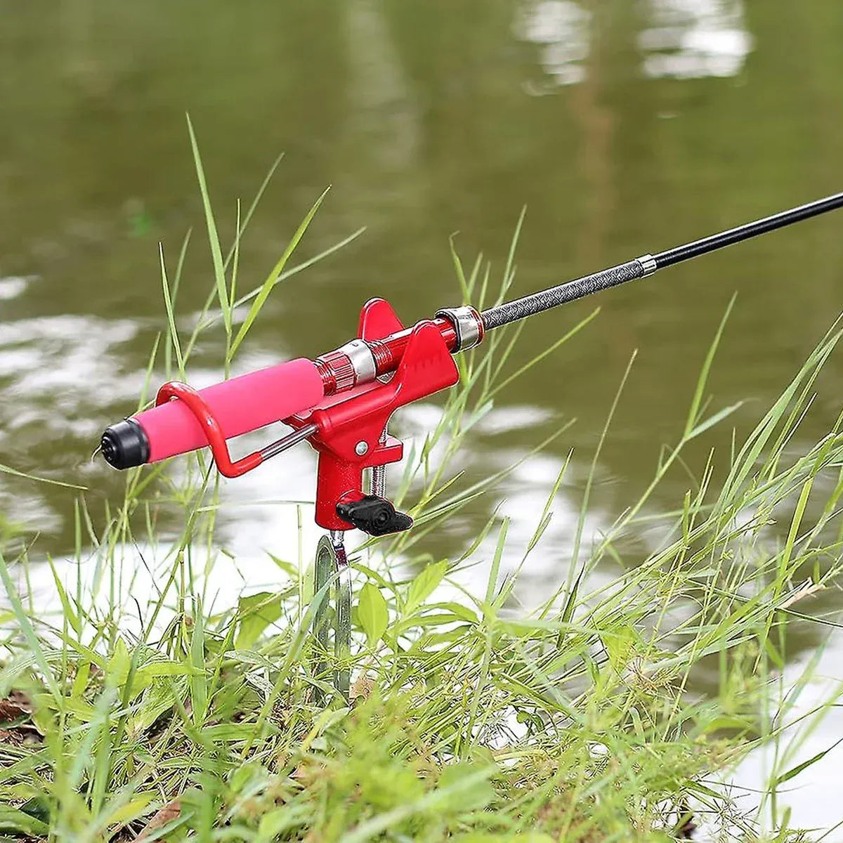 2Pcs Bank Fishing Rod Holders Adjustable Fish Pole Holder Ground Support Red