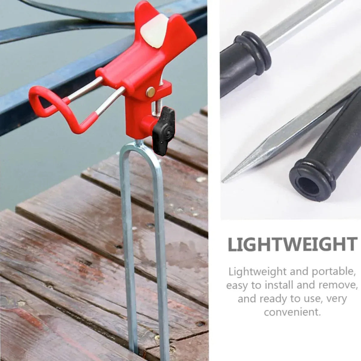2Pcs Bank Fishing Rod Holders Adjustable Fish Pole Holder Ground Support Red