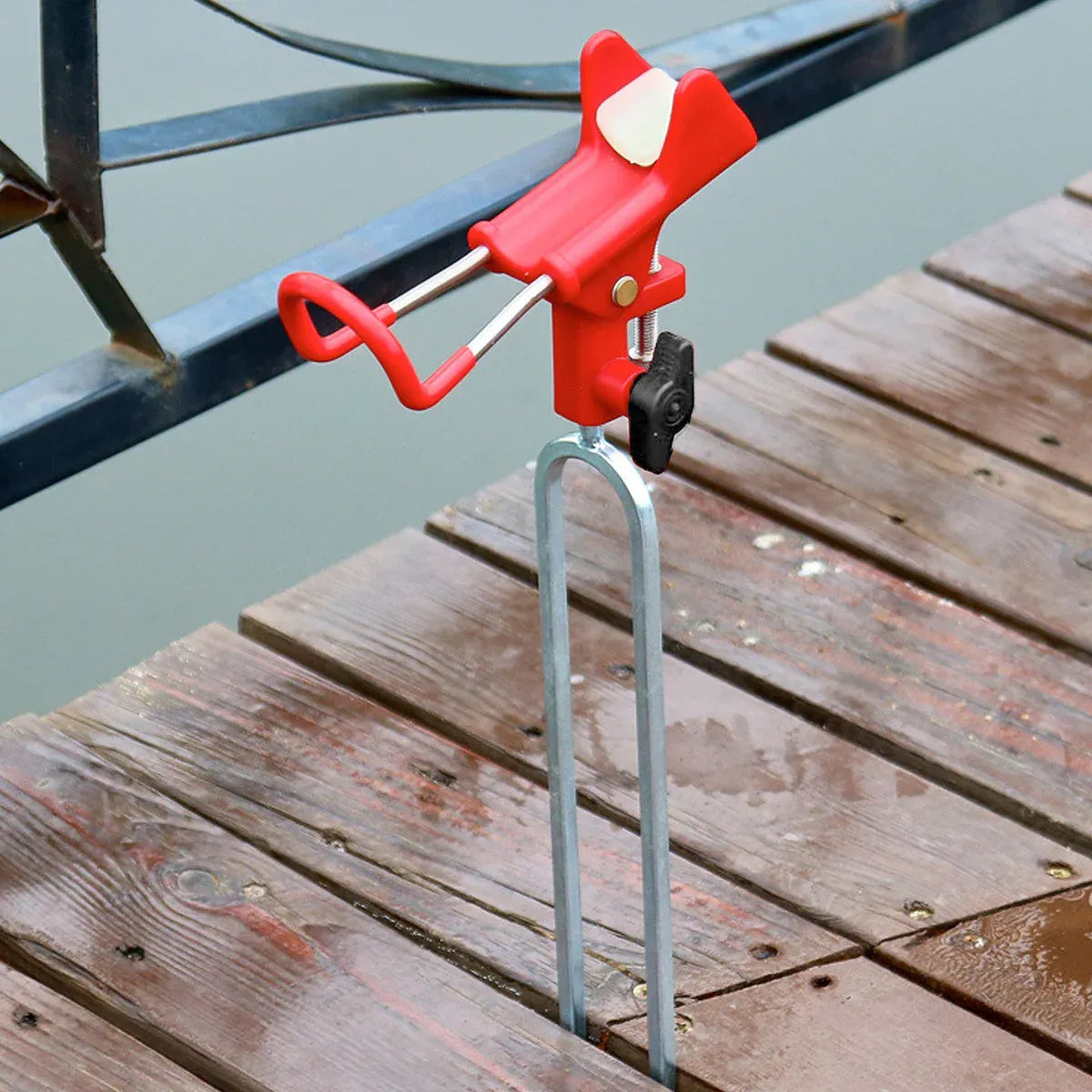 2Pcs Bank Fishing Rod Holders Adjustable Fish Pole Holder Ground Support Red