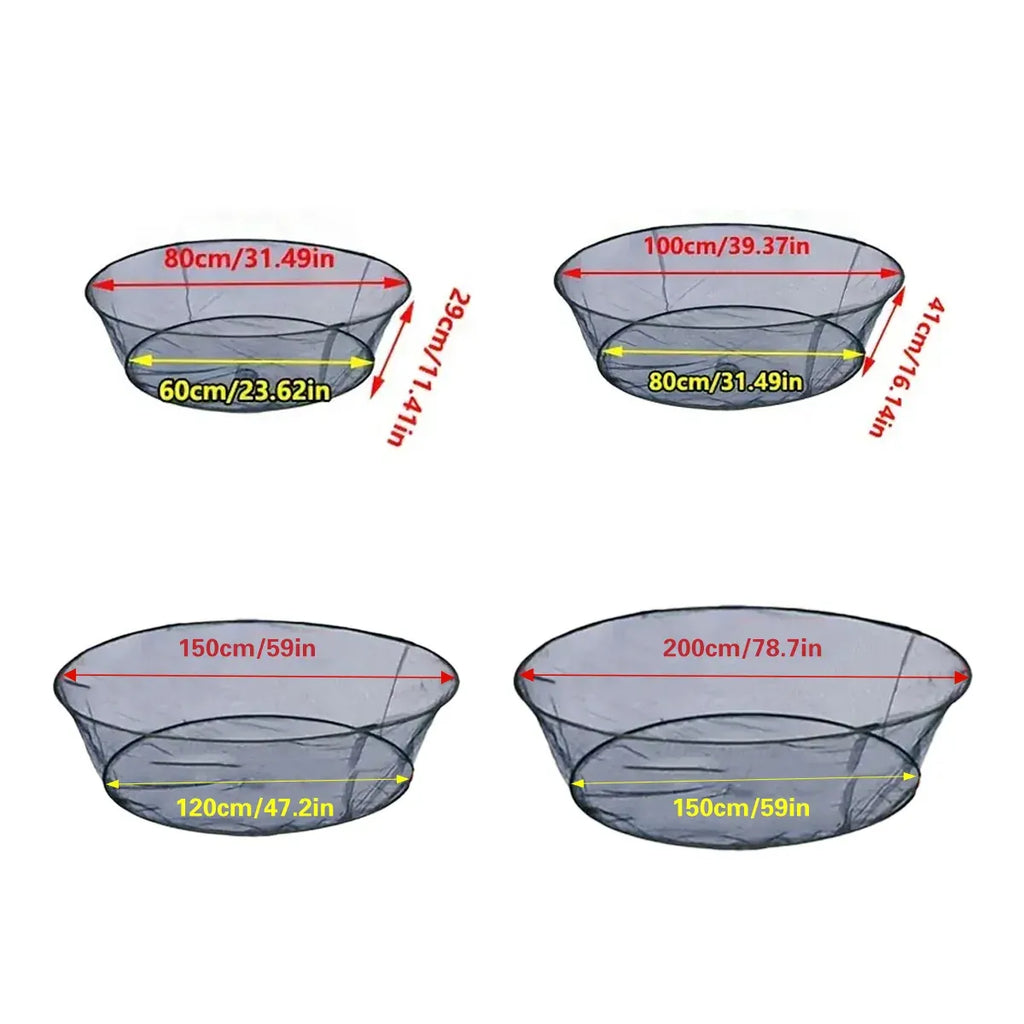Open Folding Fishing Net Round Fishnet Portable Fish Pocket for Outdoor Angling - 80cm