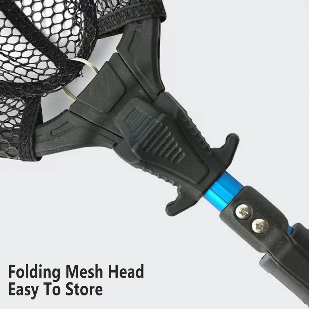 Folding Fishing Net Telescopic Aluminum Alloy Scoop Net Handheld Triangle Mesh
