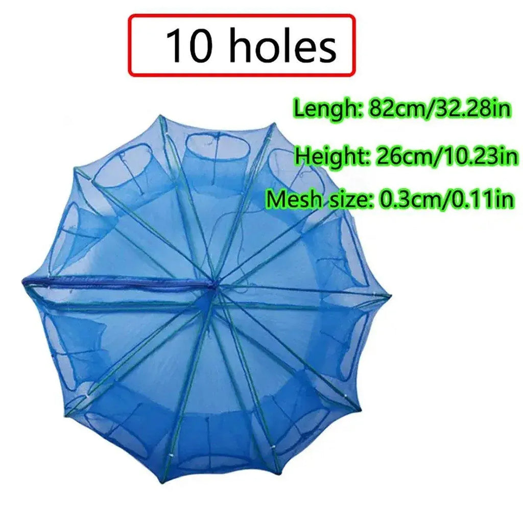 6/8/10 Holes Fishing Net Small Foldable Square Folding Shrimp Eel Lobster Trap - 10Holes