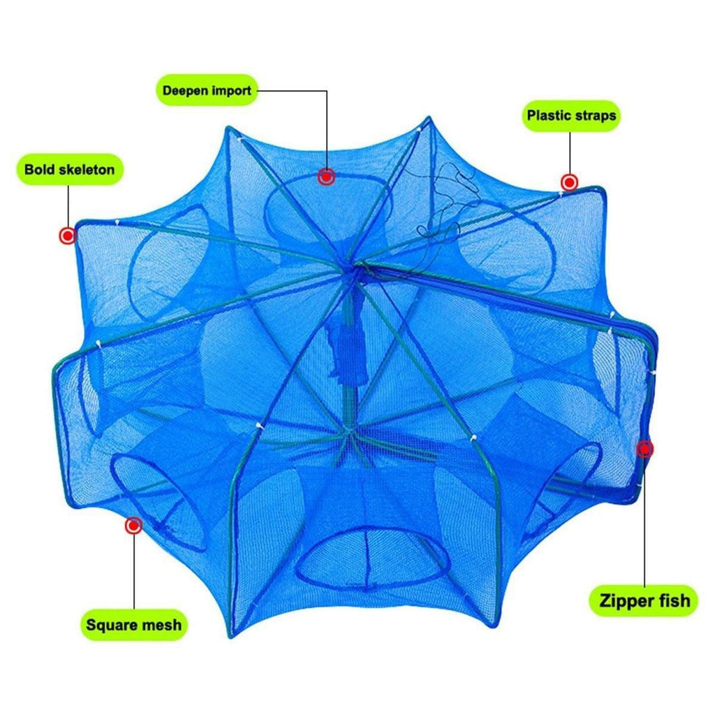 6/8/10 Holes Fishing Net Small Foldable Square Folding Shrimp Eel Lobster Trap - 10Holes