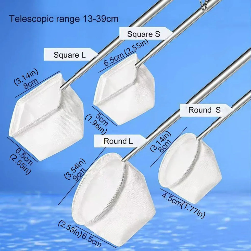 Retractable Fish Net for Fish Tank Pocket Fishing Net with Handle Aquarium Tools - Square-S