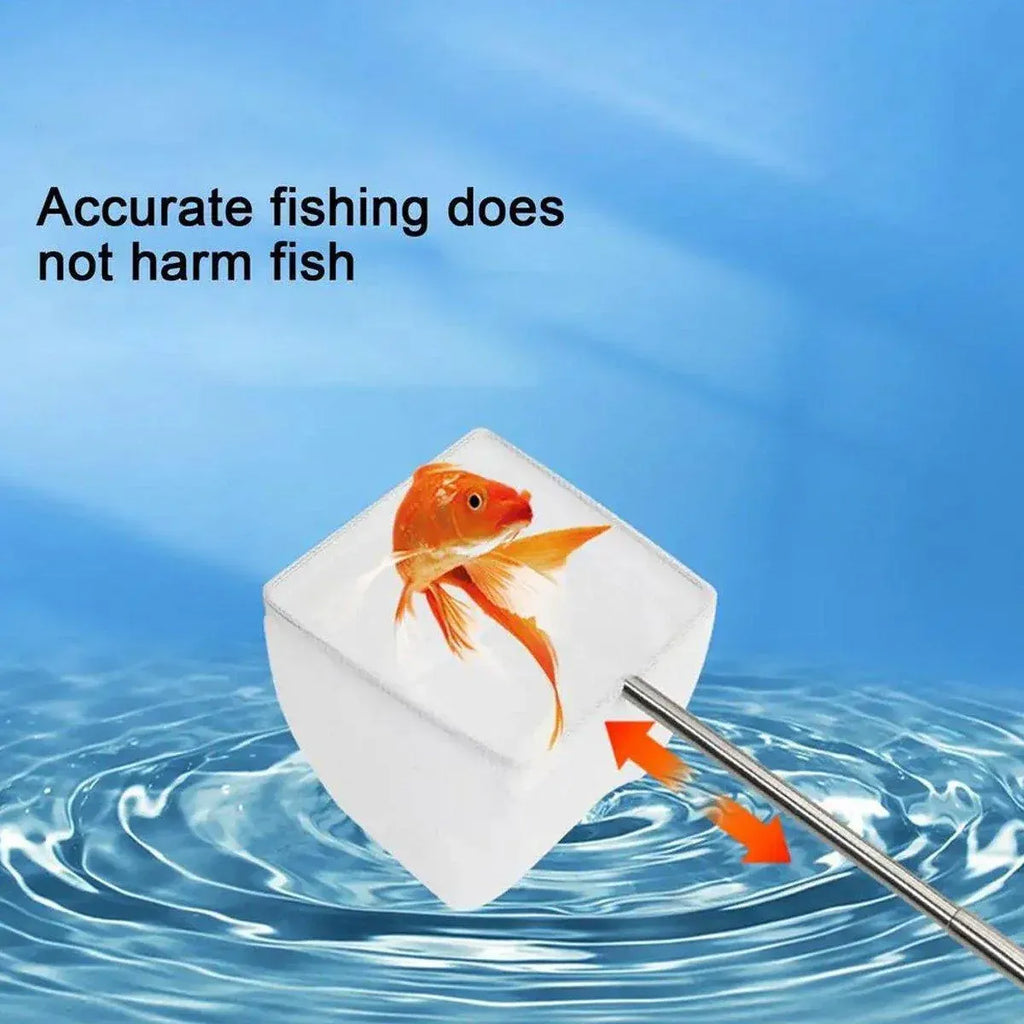 Retractable Fish Net for Fish Tank Pocket Fishing Net with Handle Aquarium Tools - Square-S