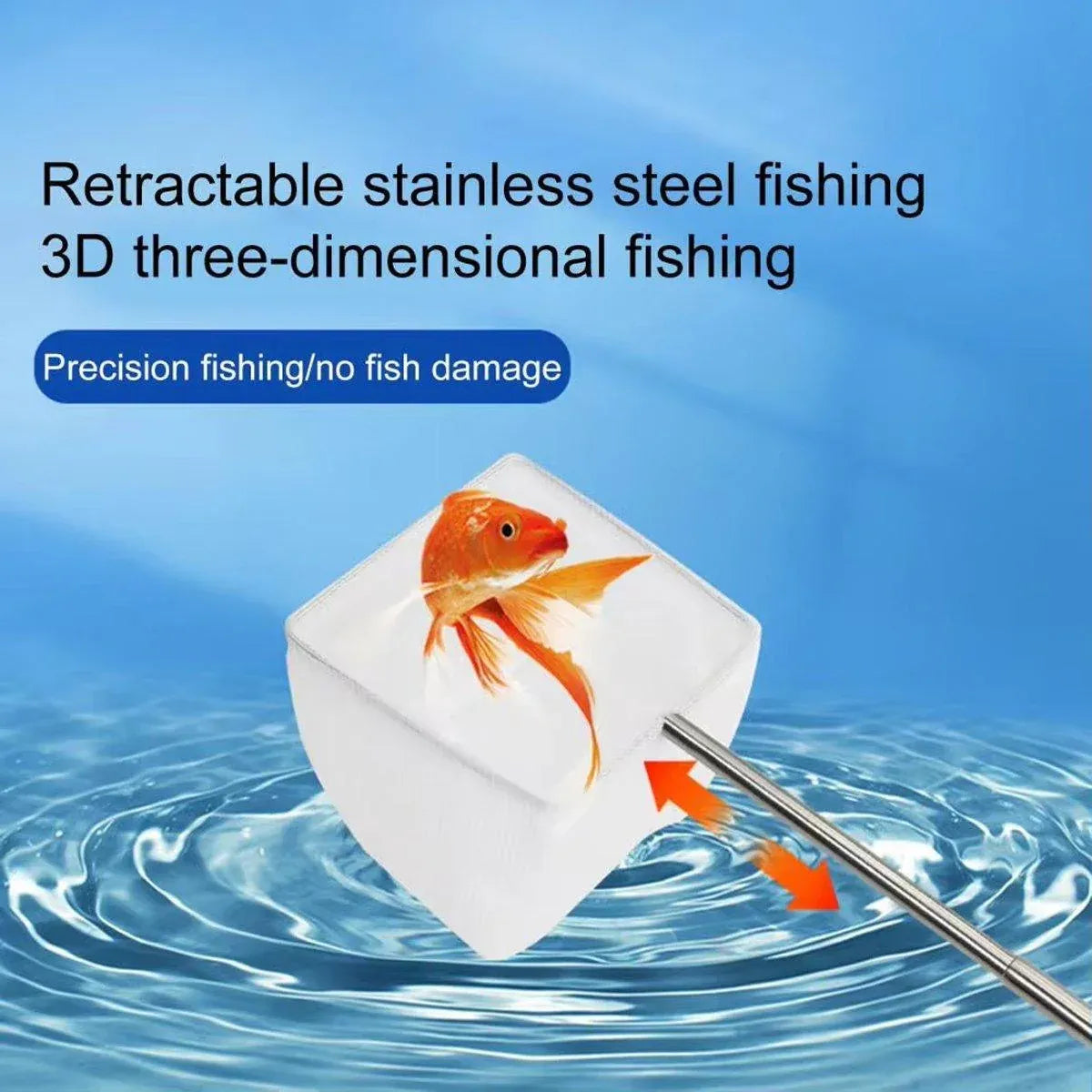 Retractable Fish Net for Fish Tank Pocket Fishing Net with Handle Aquarium Tools - Square-S
