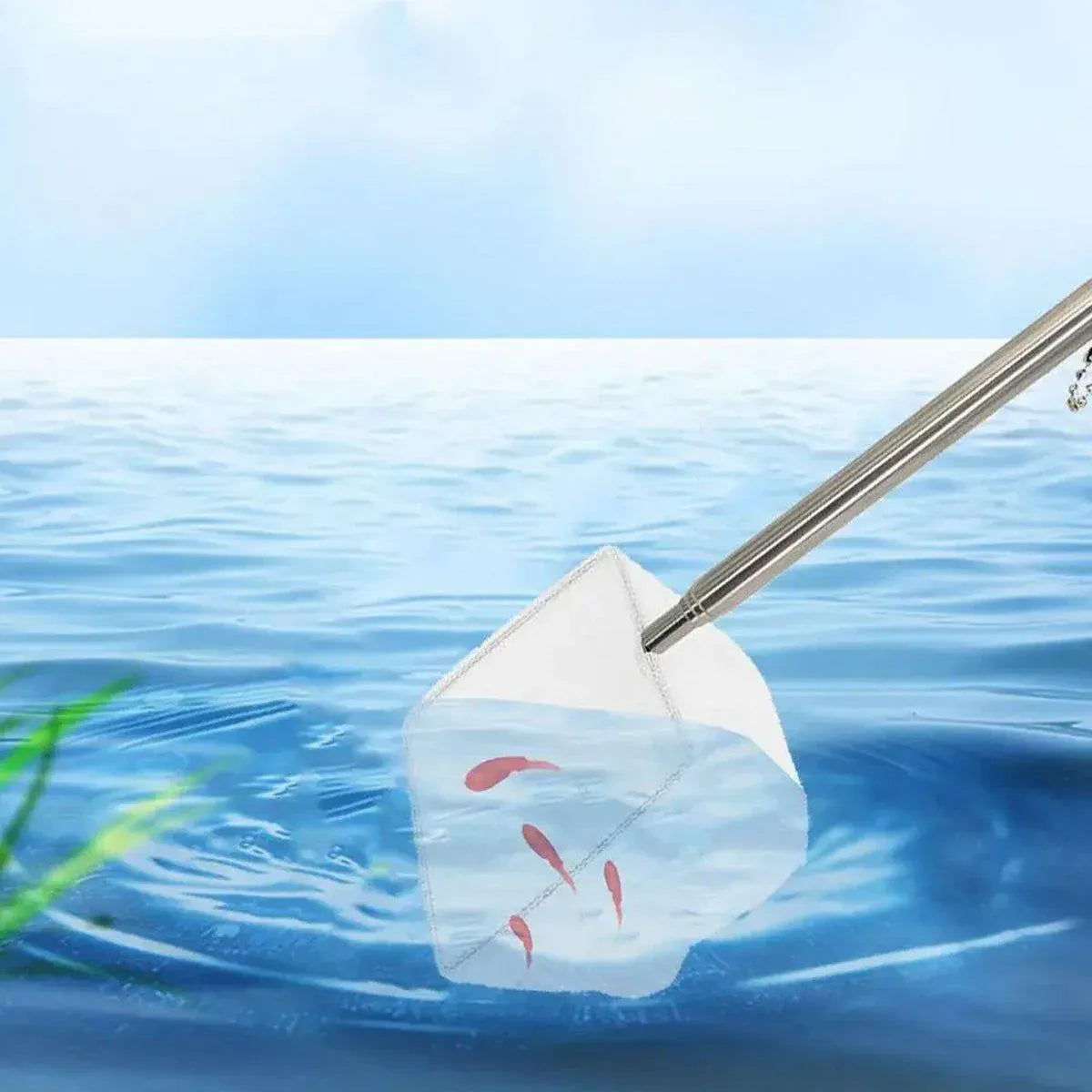 Retractable Fish Net for Fish Tank Pocket Fishing Net with Handle Aquarium Tools - Square-S