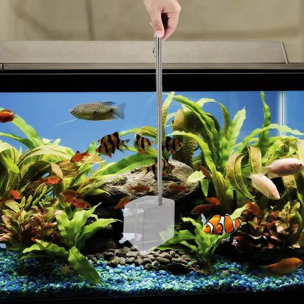 Retractable Fish Net for Fish Tank Pocket Fishing Net with Handle Aquarium Tools - Square-S