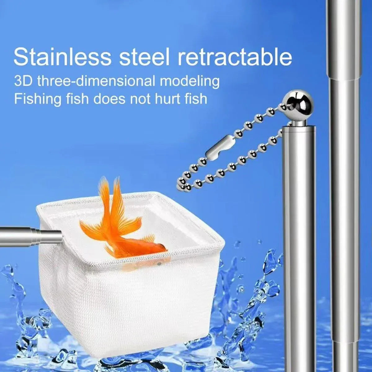 Retractable Fish Net for Fish Tank Pocket Fishing Net with Handle Aquarium Tools - Round-L