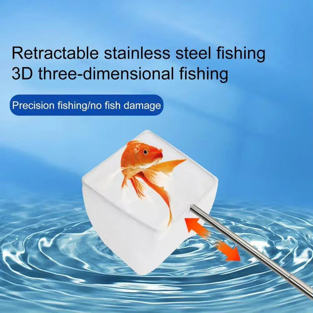 Retractable Fish Net for Fish Tank Pocket Fishing Net with Handle Aquarium Tools - Round-L