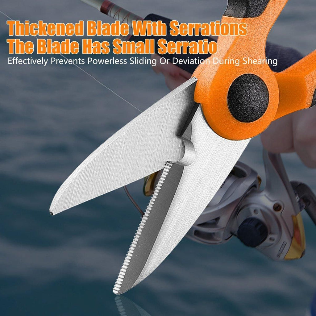 Multi Functional Serrated Fishing Scissors for Cutting Line Horse Fishing Gear - Blue