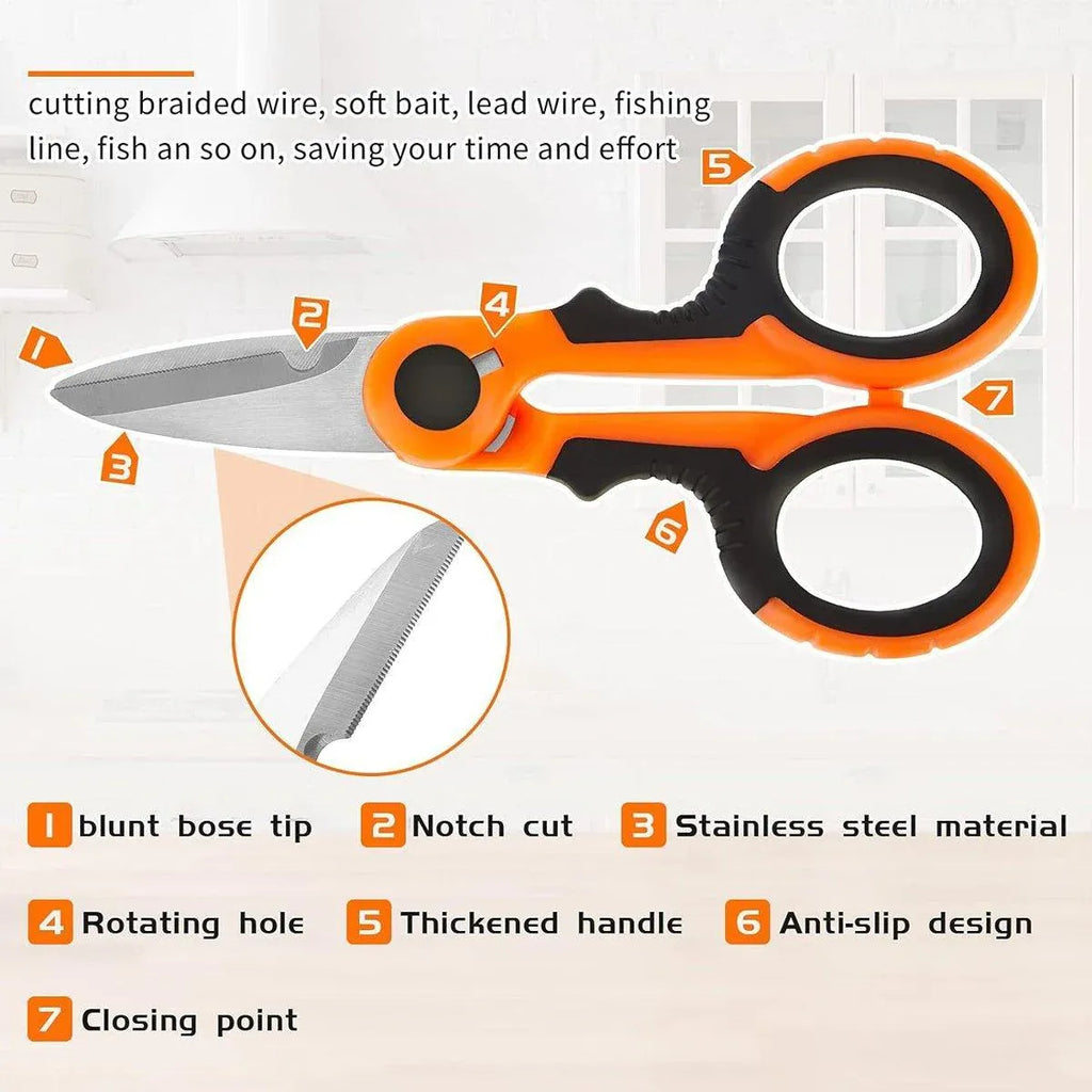 Multi Functional Serrated Fishing Scissors for Cutting Line Horse Fishing Gear - Orange