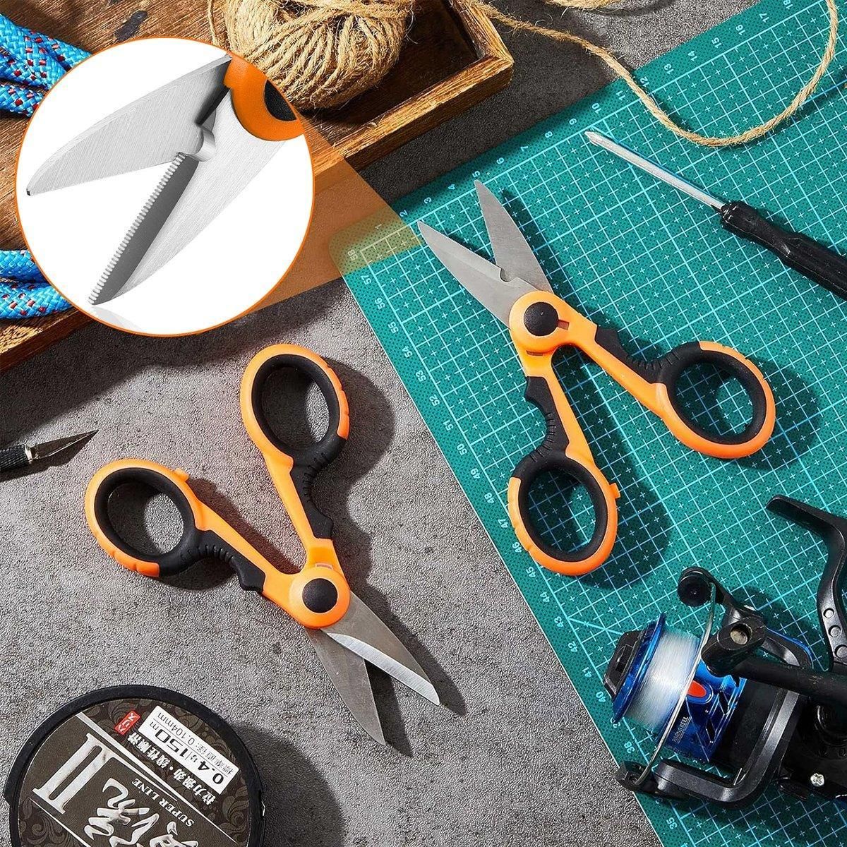 Multi Functional Serrated Fishing Scissors for Cutting Line Horse Fishing Gear - Orange