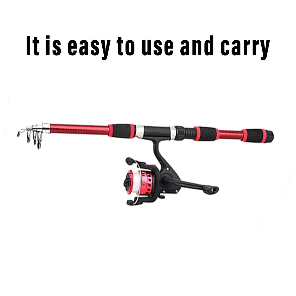 Ultra Short Pocket Portable Fishing Rod Compact Short Rod for Travel Angling - Red