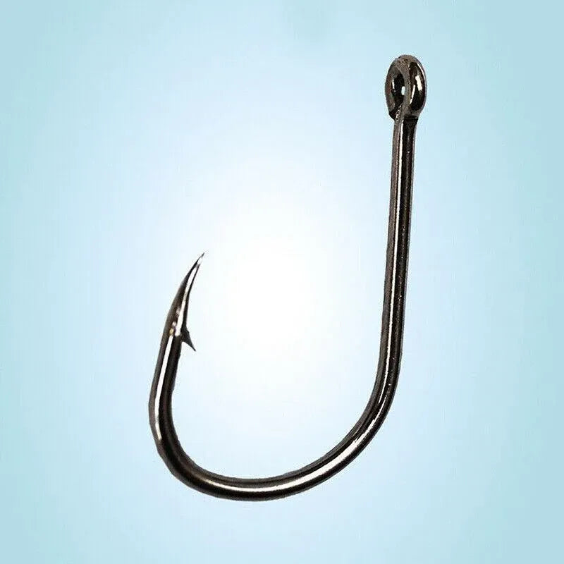 Fishing Hooks Octopus Style 100pcs Chemically Sharpened Assorted Sizes 3-12 - Black