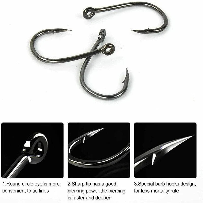 Fishing Hooks Octopus Style 100pcs Chemically Sharpened Assorted Sizes 3-12 - Gold