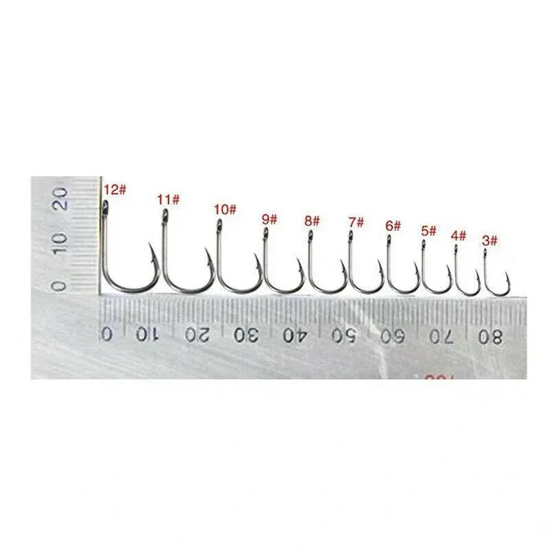 Fishing Hooks Octopus Style 100pcs Chemically Sharpened Assorted Sizes 3-12 - Gold