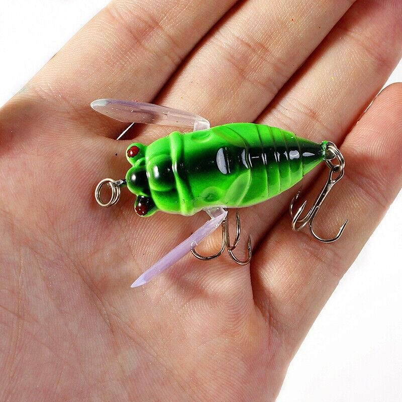 4X Winged Cicada 40mm Fishing Lure Topwater Popper Freshwater Bream Bass Bream