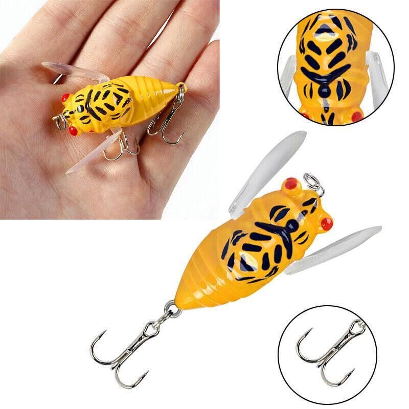 4X Winged Cicada 40mm Fishing Lure Topwater Popper Freshwater Bream Bass Bream