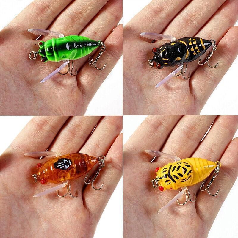 4X Winged Cicada 40mm Fishing Lure Topwater Popper Freshwater Bream Bass Bream