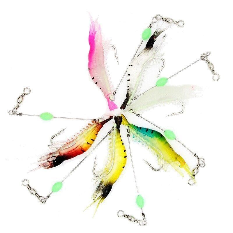 6pcs Soft Plastic Shrimp Fishing Lures with Hooks for Bream Flathead Cod Bass