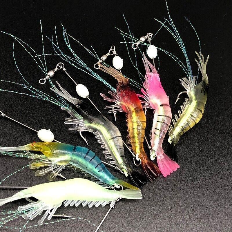 6pcs Soft Plastic Shrimp Fishing Lures with Hooks for Bream Flathead Cod Bass