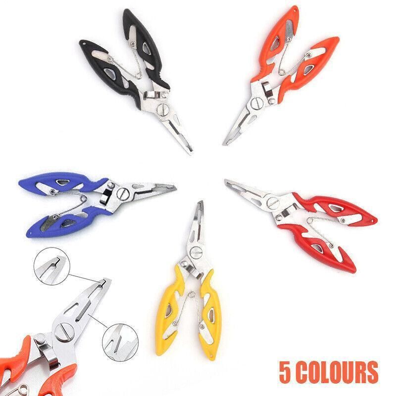 Multi Function Fishing Pliers Line Cutter Split Ring Tool with Grip Scissors Design - Blue