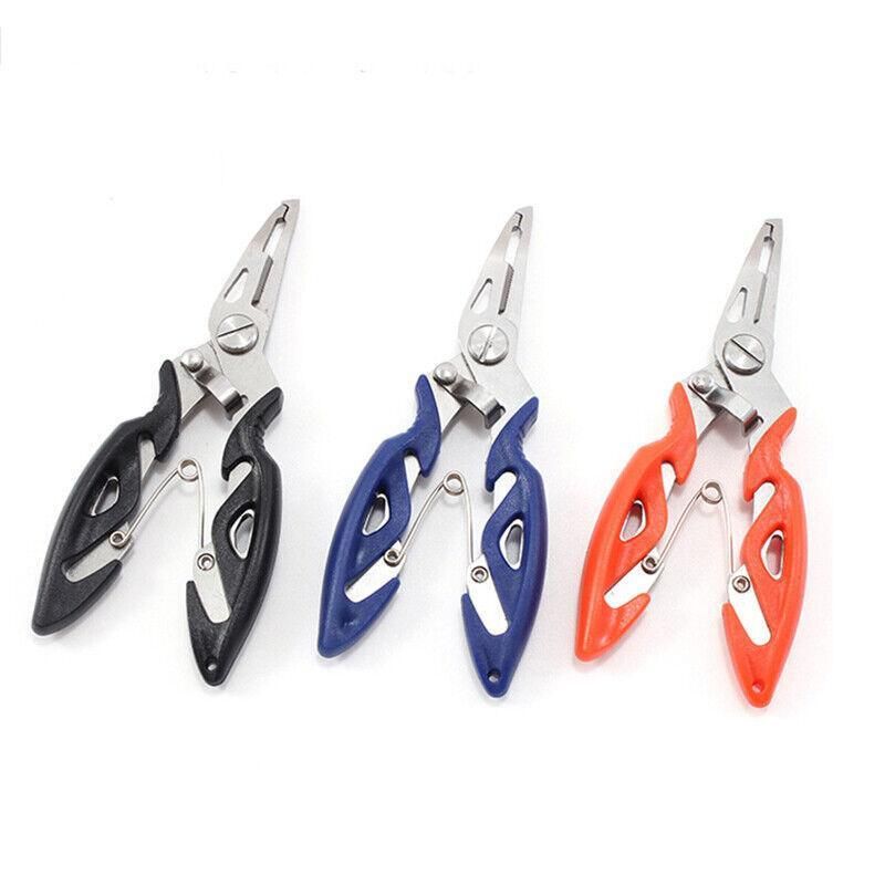 Multi Function Fishing Pliers Line Cutter Split Ring Tool with Grip Scissors Design - Blue
