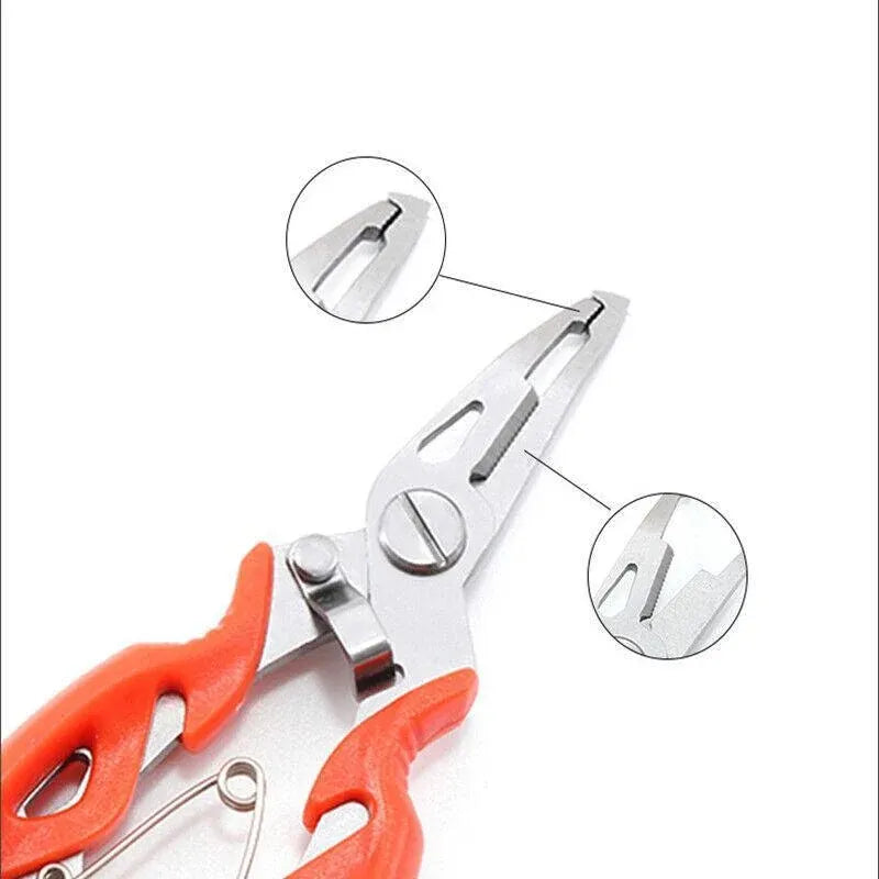 Multi Function Fishing Pliers Line Cutter Split Ring Tool with Grip Scissors Design - Blue