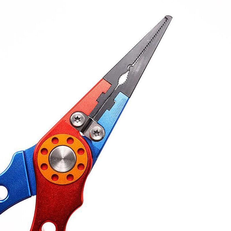 Aluminium Fishing Pliers Hook Remover Line Cutter Braid Mono Split Ring Fish Grip - Blue+Silver
