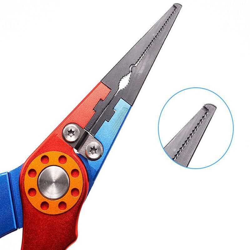 Aluminium Fishing Pliers Hook Remover Line Cutter Braid Mono Split Ring Fish Grip - Red+Silver
