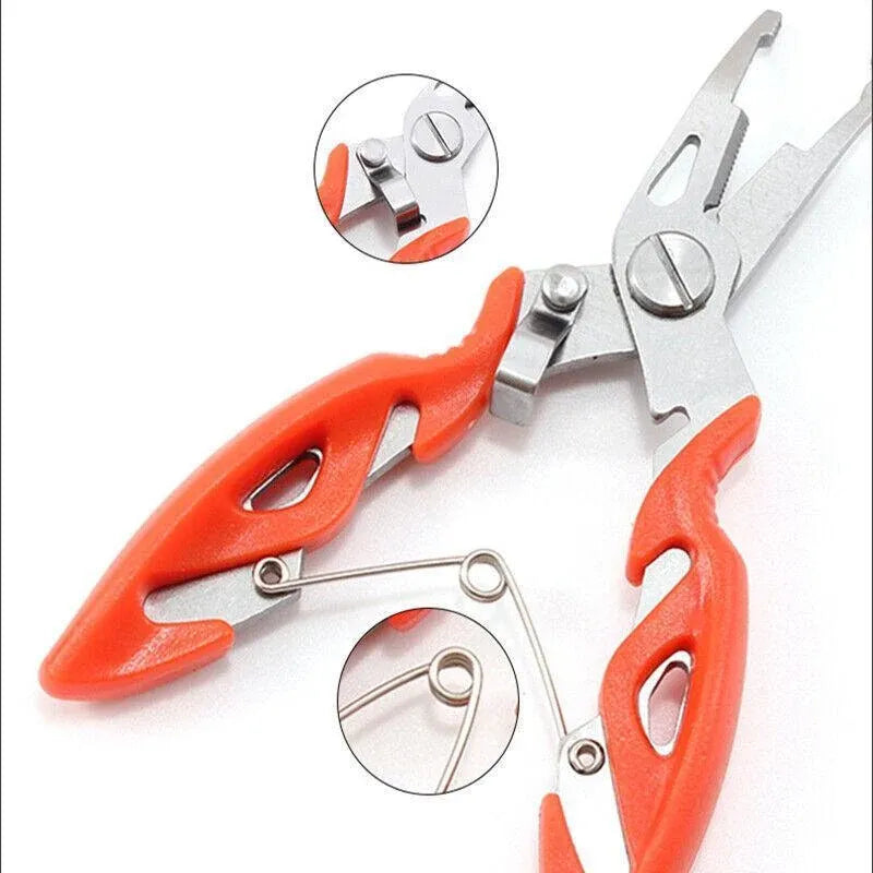 Multi Function Fishing Pliers Line Cutter Split Ring Tool with Grip Scissors Design - Yellow