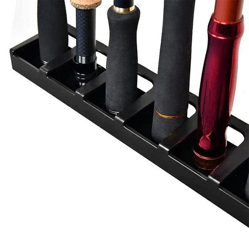 Wall Mount Fishing Rod Holder Rack 6 Slot Pole Storage Stand with Screws